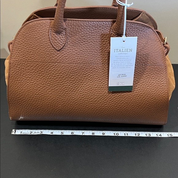 Anna Paola | Italian Leather Satchel w/ Crossbody & Scarf - Picture 13 of 17